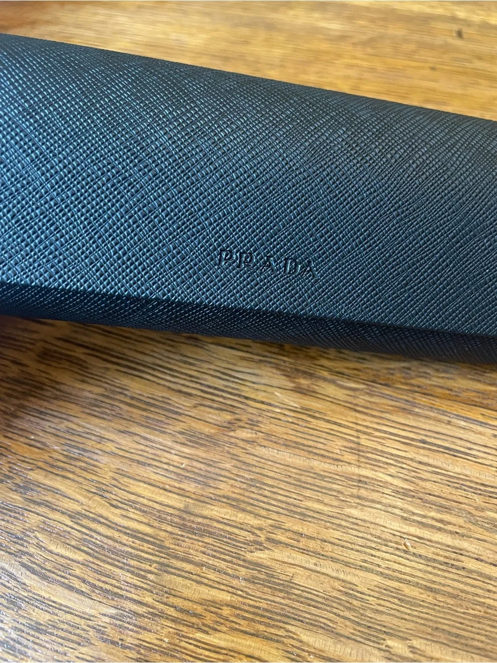 PRADA Black Saffiano Textured Leather Hard Sunglasses Glasses Case UNISEX ?
